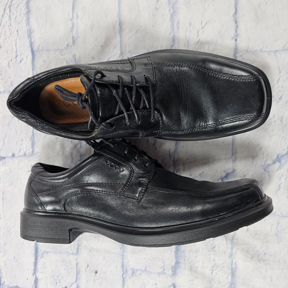 ECCO Helsinki Oxford Shoes Mens 45 US Black Leather Bicycle Toe Derby Dress Shoe